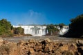 Iguazu falls seen from Iguazu river border - from below Royalty Free Stock Photo