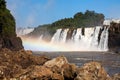 Iguazu falls seen from Iguazu river border - from below Royalty Free Stock Photo