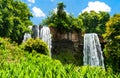 Iguazu Falls in a tropical rainforest in Argentina Royalty Free Stock Photo