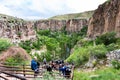 People on stair to Ihlara Valley in Cappadocia Royalty Free Stock Photo