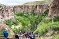 People walk to Ihlara Valley in Cappadocia Royalty Free Stock Photo