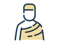 Ihram muslim hajj single isolated icon with dash or dashed line style