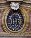 IHS sign on the altar in Franciscan church of the Friars Minor in Dubrovnik