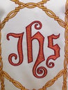 IHS sign, detail of church vestment made by the Sisters of Charity of Saint Vincent de Paul in Zagreb