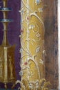 Oplontis Villa of Poppea - Triclinium, Fresco in II style. A golden column with precious stones. Royalty Free Stock Photo
