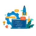 Coding, programming, application development flat vector illustration design