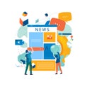 Online news, news update, news website, electronic newspaper flat vector illustration design. News webpage, information about acti Royalty Free Stock Photo