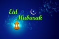 Iilluminated lamp for Eid Mubarak background