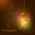 Iilluminated lamp for Ramadan Kareem Happy background