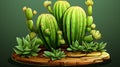 Iillustration cactus white background , Generate AI