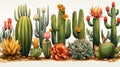 Iillustration cactus white background , Generate AI