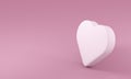 IIllustration. White volumetric heart on a pink background. 3d render. Element for design, greeting cards, greetings