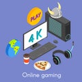 Iisometric concept for online gaming. Royalty Free Stock Photo