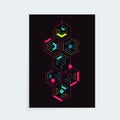 Iisometric cyber techno cover design template