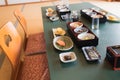 Japanese breakfast traditional meal in Iiyama Royalty Free Stock Photo