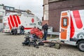 Ijmuiden, Netherland - August 16 2015 : United television broadcast workers prepare for the Ijmuiden harbour festival