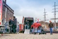 Ijmuiden, Netherland - August 16 2015 : United television broadcast workers prepare for the Ijmuiden harbour festival