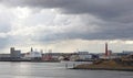 Ferry in the harbor of IJmuiden, Netherlands, preparing to leave for Newcastle