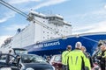 Ijmuiden, Netherlands - May 14 2017: Passengers are waiting to get on the Princess of seaways ferry