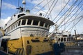 a fishing trawler at the docks of the harbor of Ijmuiden
