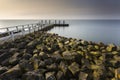 IJselmeer Pier In Long Exposure Royalty Free Stock Photo