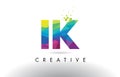 IK I K Colorful Letter Origami Triangles Design Vector.