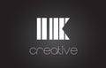 IK I K Letter Logo Design With White and Black Lines.