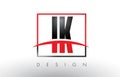 IK I K Logo Letters with Red and Black Colors and Swoosh.