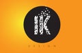IK I K Logo Made of Small Letters with Black Circle and Yellow B