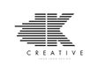 IK I K Zebra Letter Logo Design with Black and White Stripes Royalty Free Stock Photo