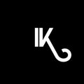 IK letter logo design on black background. IK creative initials letter logo concept. ik letter design. IK white letter design on Royalty Free Stock Photo