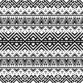 Ikat Aztec ethnic seamless pattern design in black and white color. Ethnic Illustration vector. Royalty Free Stock Photo