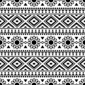 Ikat Aztec ethnic seamless pattern design in black and white color Royalty Free Stock Photo