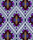 Ikat embroidery local fabric pattern with geometric seamless