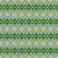 Ikat embroidery pattern with geometric square seamless green yellow white lines and multicolor stripes