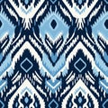 Ikat Blue And White Pattern Wall Art Royalty Free Stock Photo