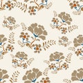 Ikat floral paisley embroidery on white background.