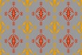 Ikat geometric folk ornament red-brown, ethnic ethnic fabric pattern seamless in Aztec style, drape, tribal embroidery, indian,