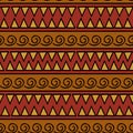 Ikat geometric pattern with tribal background vector texture. Seamless striped motif in Aztec symbol. Hand drawn ethnic with