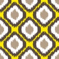 Ikat geometric seamless pattern. Yellow and brown collection.