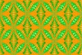 Ikat green-brown geometric folk ornament, seamless tribal ethnic fabric pattern in Aztec style, tribal embroidery, Indian, folk