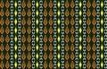 Versatile and eye-catching seamless pattern with a distinct Thai tribal aesthetic. This dark green, orange, and yellow design is p Royalty Free Stock Photo