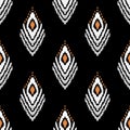 Ikat pattern Ethnic textile tribal American African Aztec fabric geometric motif mandalas native bbohemian carpet india Asia illus