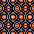 Ikat pattern ethnic tribal textile American African fabric geometric motif mandalas native boho bohemian carpet aztec Royalty Free Stock Photo