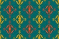 Ikat red-brown geometric folk ornaments, seamless tribal ethnic fabric pattern in aztec style, drape, tribal embroidery, indian,