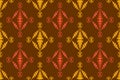 Ikat red-brown geometric folk ornaments, seamless tribal ethnic fabric pattern in aztec style, drape, tribal embroidery, indian,