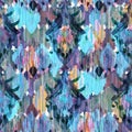 Ikat seamless bohemian ethnic pattern in watercolour style.