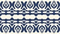 Ikat seamless border print. Vector tie dye shibori pattern with stripes and chevron. Royalty Free Stock Photo