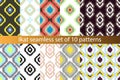 Ikat vector seamless pattern set. Abstract