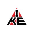 IKE triangle letter logo design with triangle shape. IKE triangle logo design monogram. IKE triangle vector logo template with red